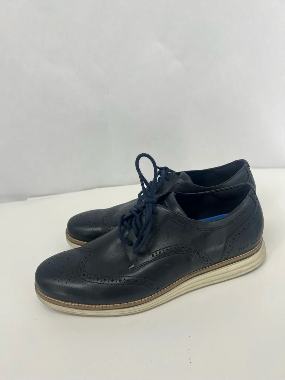 Cole Haan Men's Navy Leather Wingtip Oxfords